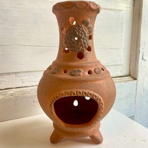 RARE Vintage Yankee Candle Speckled Terracotta Mini Chimnea Tea Light Holder